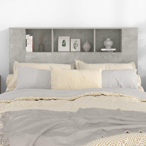 Sengegavl med opbevaring 140 × 18,5 × 104,5 cm - betongrå