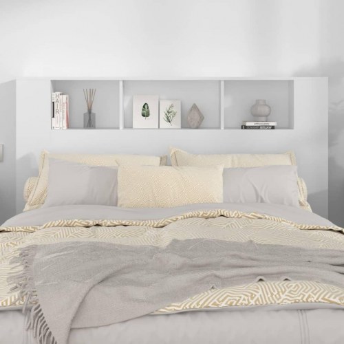 Sengegavl med opbevaring - 160 × 18,5 × 104,5 cm, hvid