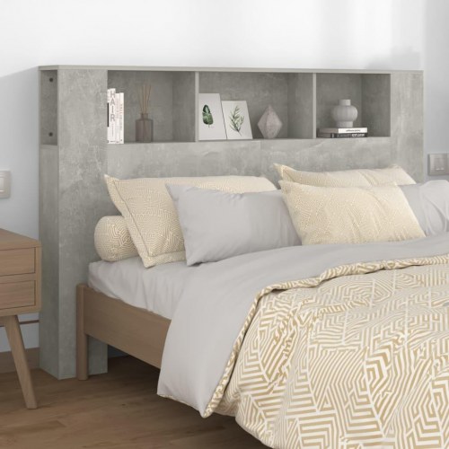 Sengegavl med opbevaring 160 × 18,5 × 104,5 cm - betongrå