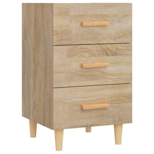 Sengebord med 3 skuffer - sonoma-eg, 40 x 40 x 66 cm