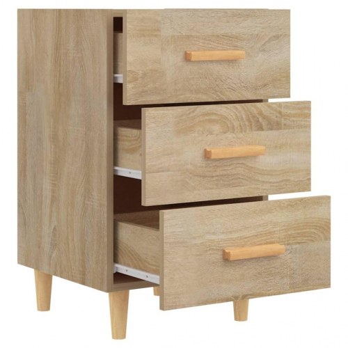 Sengebord med 3 skuffer - sonoma-eg, 40 x 40 x 66 cm