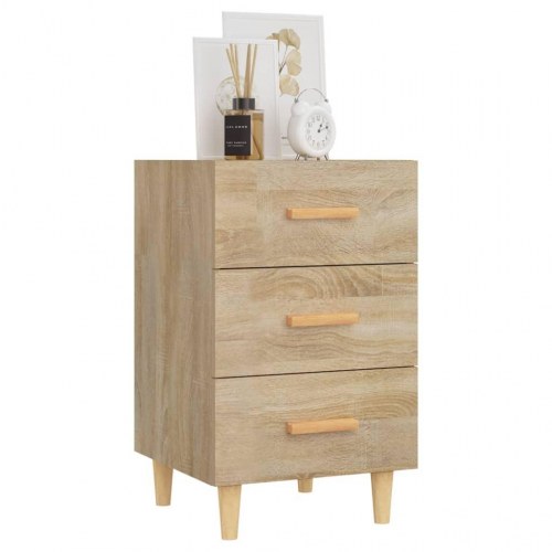 Sengebord med 3 skuffer - sonoma-eg, 40 x 40 x 66 cm