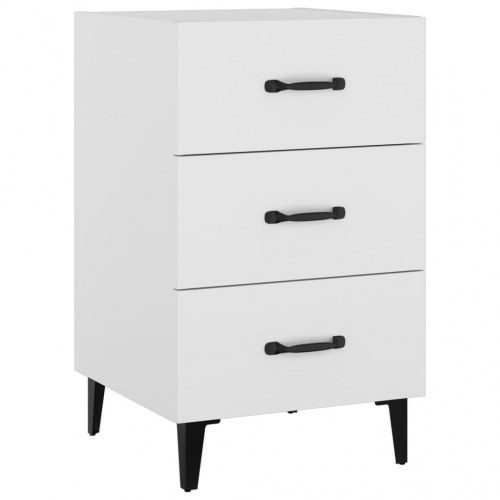 Sengebord med 3 skuffer - 40 × 40 × 66 cm, hvid, konstrueret træ
