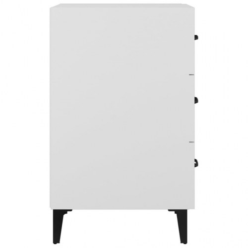 Sengebord med 3 skuffer - 40 × 40 × 66 cm, hvid, konstrueret træ