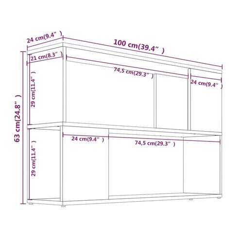 Bogreol 100x24x63 cm konstrueret træ brun egetræsfarve