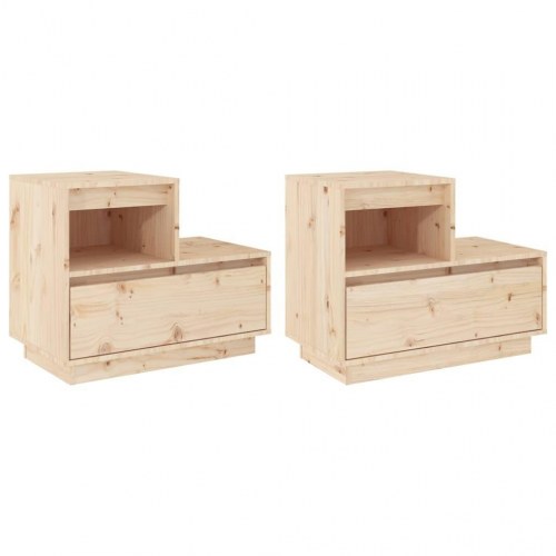 Sengeborde 2 stk. 60 x 34 x 51 cm i massivt fyrretræ