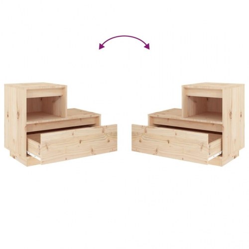 Sengeborde 2 stk. 60 x 34 x 51 cm i massivt fyrretræ