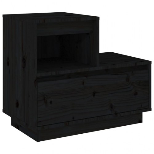 Sengeborde 2 stk. - massivt fyrretræ, sort, 60 × 34 × 51 cm