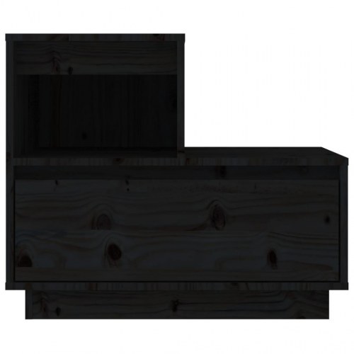 Sengeborde 2 stk. - massivt fyrretræ, sort, 60 × 34 × 51 cm