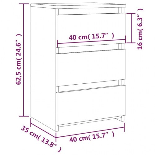 Sengeborde 2 stk. 40x35x62,5 cm konstrueret træ brunt egetræ
