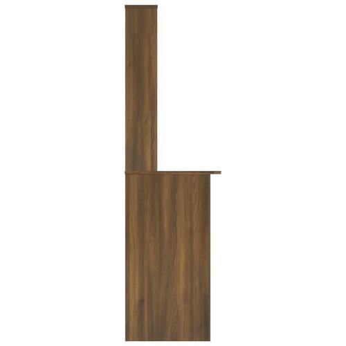 Skrivebord m. hylder 110x45x157 cm konstrueret træ brun egetræ