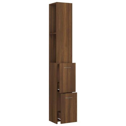 Badeværelsesskab 25x26,5x170 cm konstrueret træ brunt egetræ