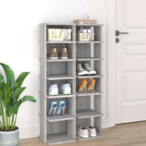 Skoreoler 2 stk. - 27,5 × 27 × 102 cm, konstrueret træ, grå sonoma-eg