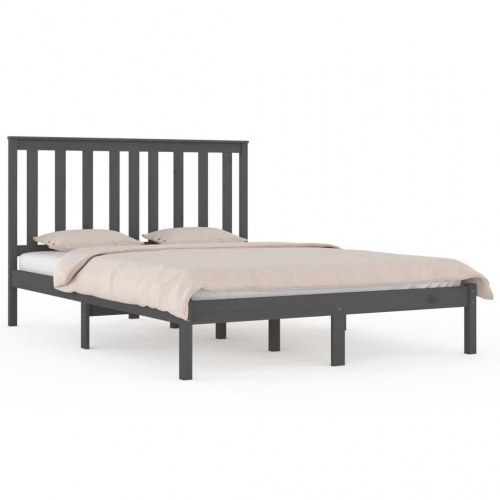 Sengeramme 200x200 cm massivt fyrretræ grå