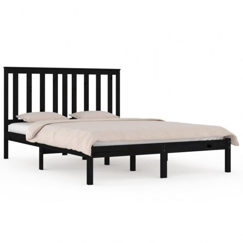 Sengeramme 200 x 200 cm i massivt fyrretræ - sort