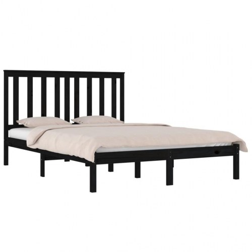 Sengeramme 200 x 200 cm i massivt fyrretræ - sort
