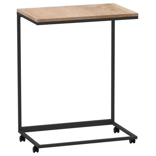 Sidebord med hjul 55x35x70 cm konstrueret træ sort