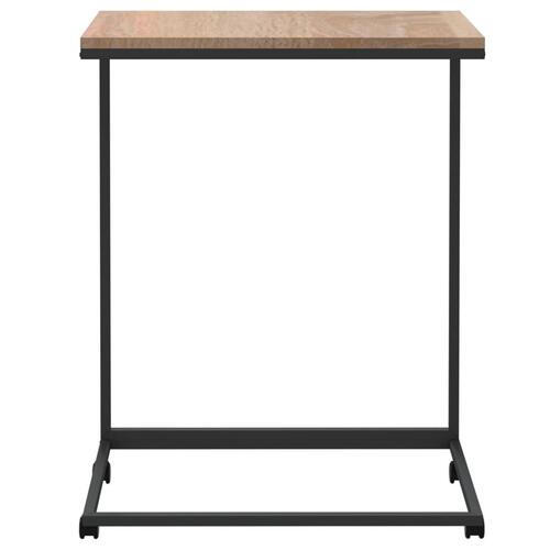 Sidebord med hjul 55x35x70 cm konstrueret træ sort