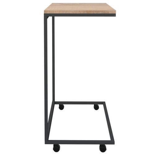 Sidebord med hjul 55x35x70 cm konstrueret træ sort