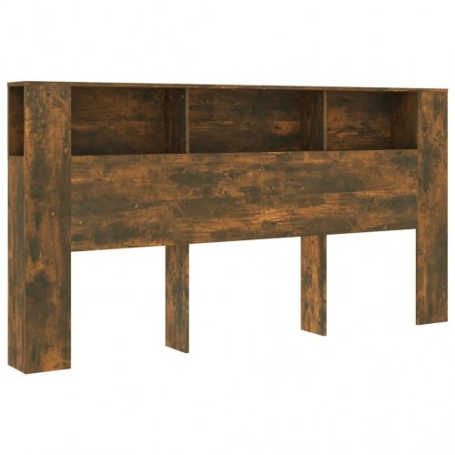 Sengegavl med opbevaring 200 × 18,5 × 104,5 cm - røget egetræsfarve