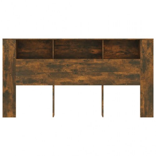 Sengegavl med opbevaring 200 × 18,5 × 104,5 cm - røget egetræsfarve