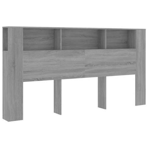 Sengegavl med opbevaring 200×18,5×104,5 cm - grå sonoma-eg
