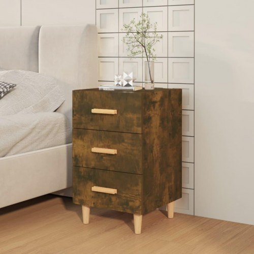 Sengebord med 3 skuffer 40 x 40 x 66 cm - røget egetræ