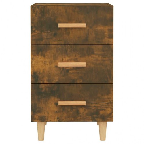 Sengebord med 3 skuffer 40 x 40 x 66 cm - røget egetræ