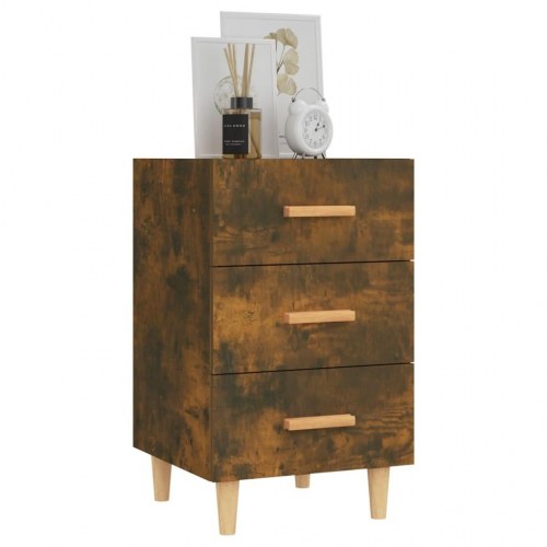 Sengebord med 3 skuffer 40 x 40 x 66 cm - røget egetræ
