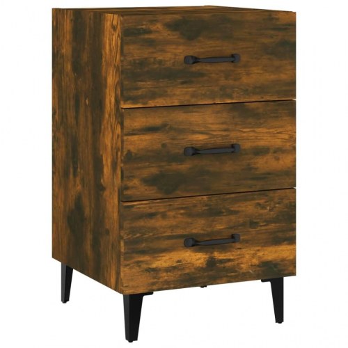 Sengebord med 3 skuffer 40×40×66 cm - røget egetræsfarve