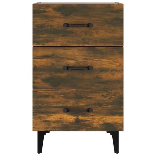 Sengebord med 3 skuffer 40×40×66 cm - røget egetræsfarve