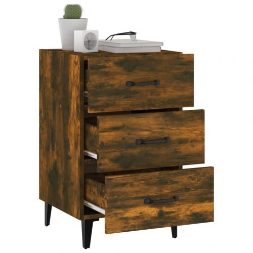Sengebord med 3 skuffer 40×40×66 cm - røget egetræsfarve
