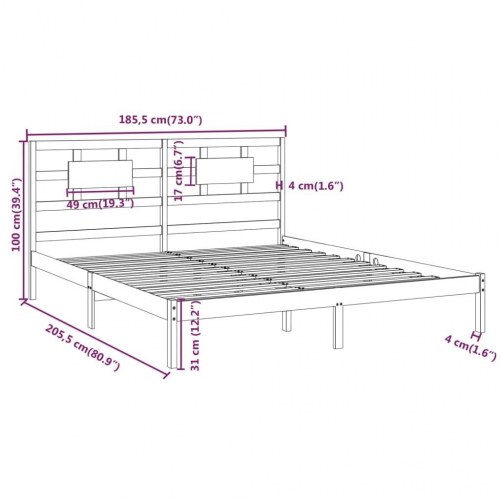 Sengeramme 180x200 cm massivt fyrretræ
