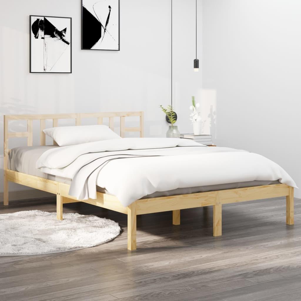 Sengeramme Massivt Træ - Naturfarvet / 135 x 190 cm