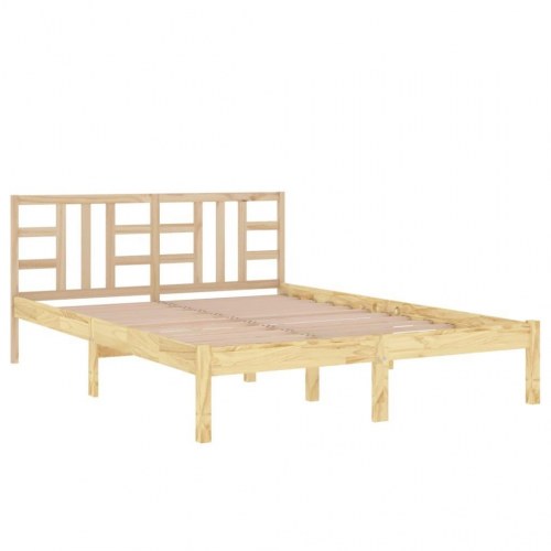 Sengeramme 135 x 190 cm i massivt fyrretræ - inkl. sengegærde