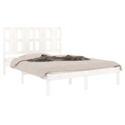 Sengeramme uden madras 140x190 cm massivt fyrretræ hvid