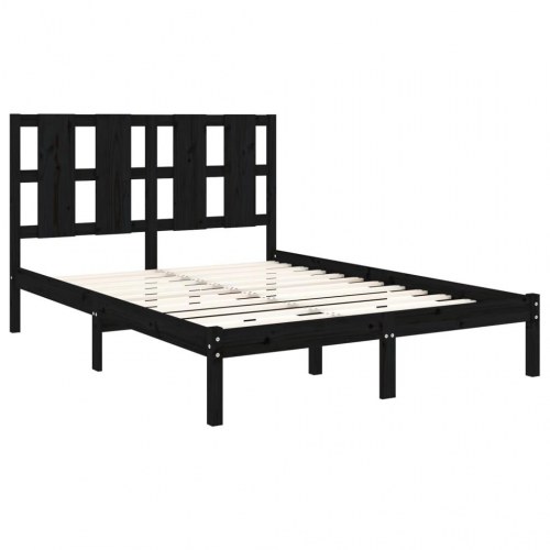 Sengeramme 140 x 190 cm i massivt fyrretræ - sort
