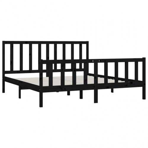 Sengestel 180x200 cm Super King massivt fyrretræ sort