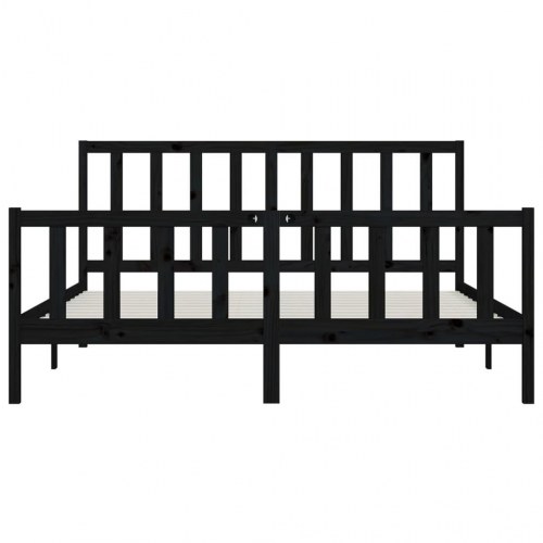 Sengestel 180x200 cm Super King massivt fyrretræ sort