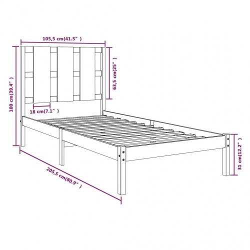 Sengeramme 100x200 cm massivt fyrretræ gyldenbrun