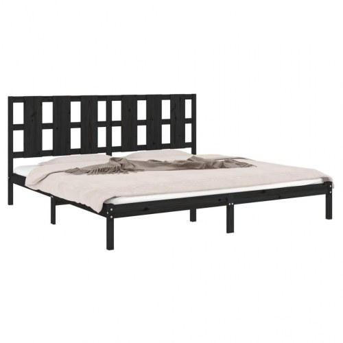 Sengeramme 200 x 200 cm i massivt fyrretræ - sort