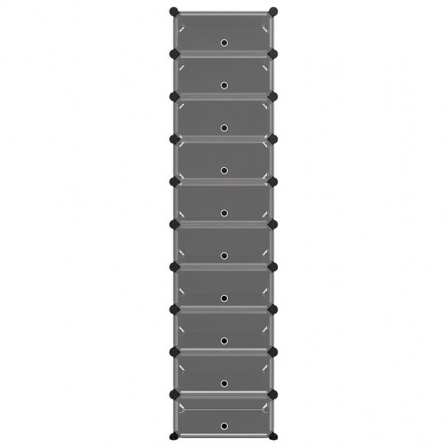 Skoreol i PP med 10 rum - 44 × 32 × 174 cm, sort