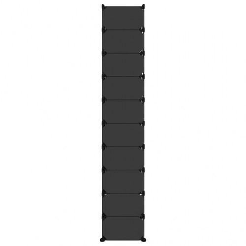Skoreol i PP med 10 rum - 44 × 32 × 174 cm, sort