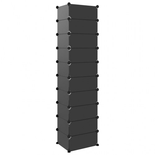 Skoreol i PP med 10 rum - 44 × 32 × 174 cm, sort