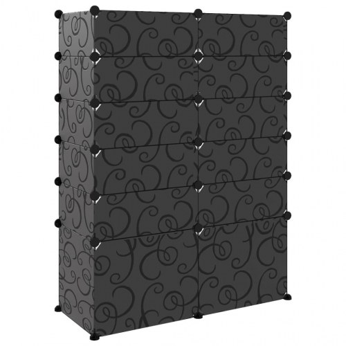Skoreol i PP-plast, modulært skostativ 94 × 37 × 125 cm - sort