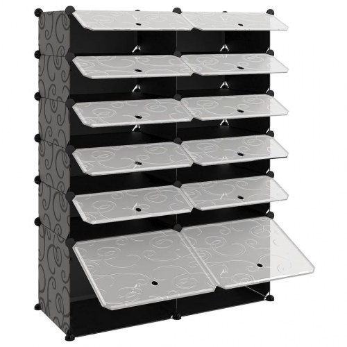 Skoreol i PP-plast, modulært skostativ 94 × 37 × 125 cm - sort