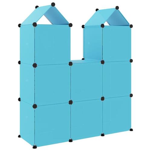 Opbevaringsreol til børn 8 kubeformede kasser PP blå