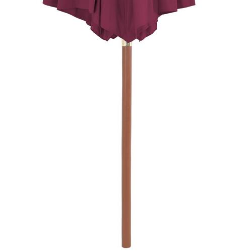 Udendørs parasol med træstang 300 cm bordeauxrød