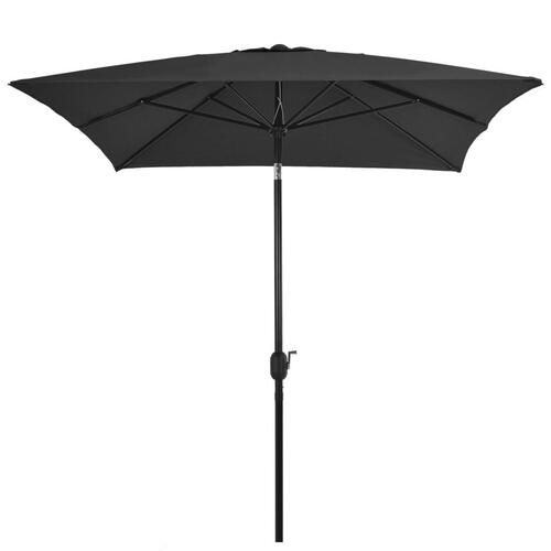 Udendørs parasol med metalstang 300 x 200 cm antracitgrå