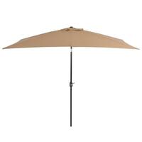 Udendørs parasol med metalstang 300 x 200 cm gråbrun
